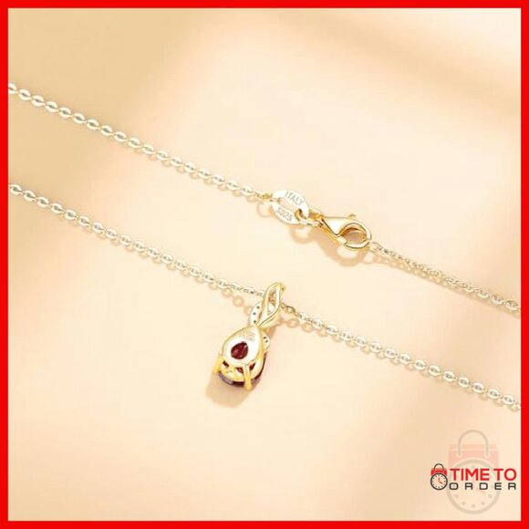 14K Gold Teardrop Pendant Necklace with Diamond & Birthstone 18" Chain - Picture 4 of 8